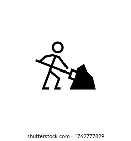 Road Construction icon in black flat glyph, filled style isolated on white background
