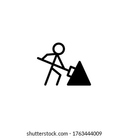 Road Construction icon in black flat glyph, filled style isolated on white background