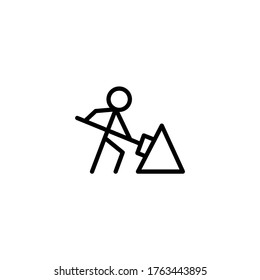 Icono de Construcción de carreteras en icono de estilo de línea negra, estilo aislado en fondo blanco