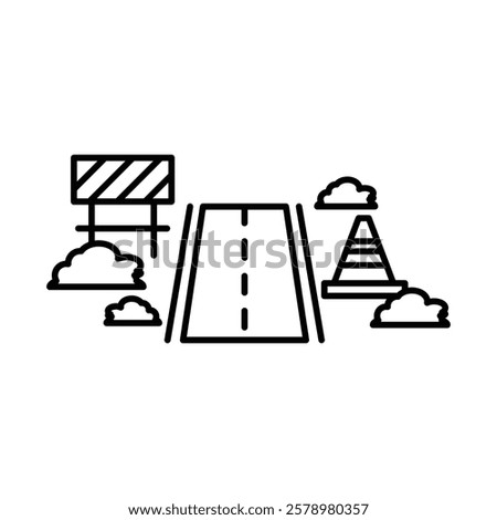 road construction icon Black and white logo