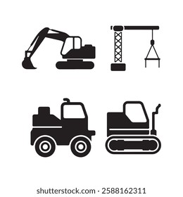 road construction icon silhouette vector arts 