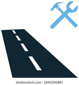 Vetor de ícone de construção de estradas, simbolizando o desenvolvimento de infraestrutura, transporte e planejamento urbano. Perfeito para o crescimento da cidade, projetos de pavimentação e engenharia civil.