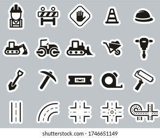 Road Construction Icons Black & White Sticker Set Big