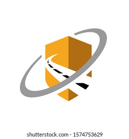road construction logo road maintenance creative sign concept. Paving design template vector icon idea with highway
