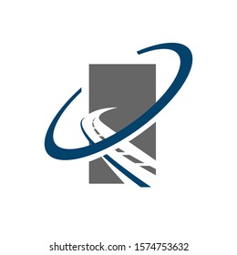 road construction logo road maintenance creative sign concept. Paving design template vector icon idea with highway