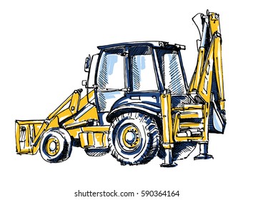 Road construction machinery sketch