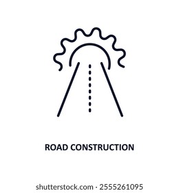 road construction outline icon.  Thin line icon from construction tools collection. Editable vector isolated on white background