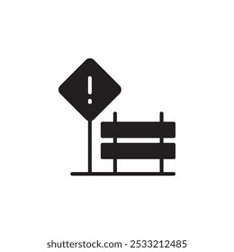 Road Construction sign icon Flat line illustration