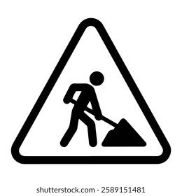 Road Construction Sign Icon Indicating Infrastructure Work, Traffic Safety, and Detours