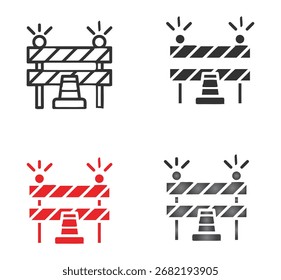 Road Construction Sign Icon Set. Illustration. 