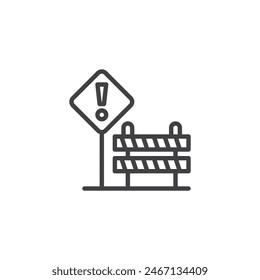 Road Construction sign line icon. linear style sign for mobile concept and web design. Safety road barrier outline vector icon. Symbol, logo illustration. Vector graphics