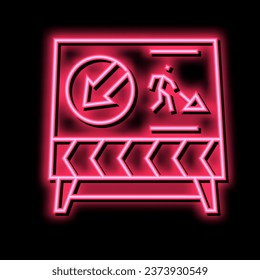 road construction sign neon light sign vector. road construction sign illustration
