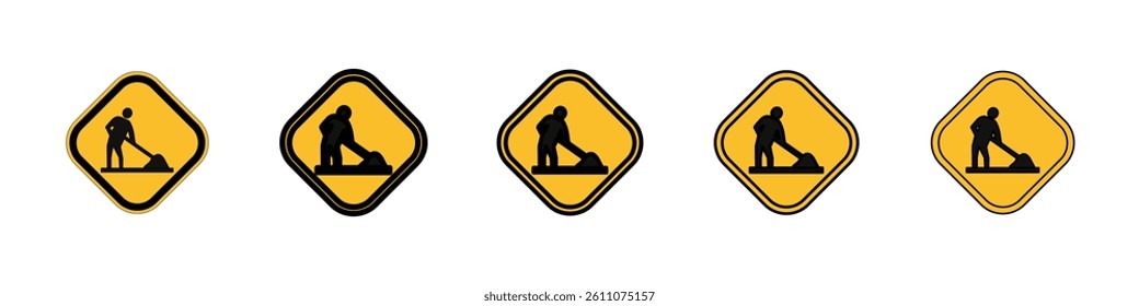 Road construction sign Symbol mark in Outline style