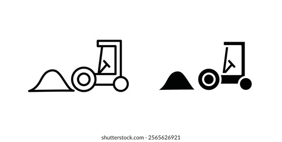 Road construction signs set in black and white colors