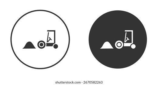 Iniciar sesión de construcción de carreteras versiones de diseño plano de moda en blanco y negro.
