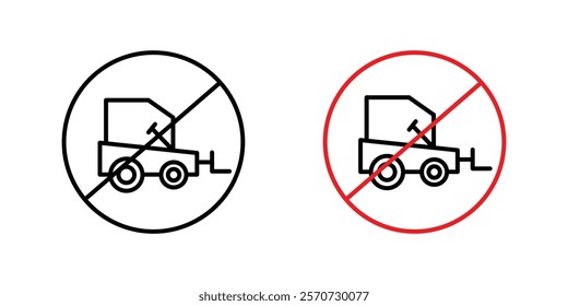 Road construction signs vectors set in black and red colors on white background.