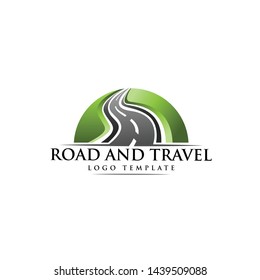 Road construction and travel industrial logo design vector