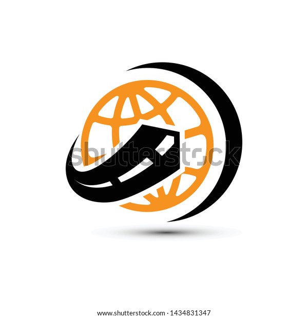 Road Construction Vector Logo Road Globe Stock Vector (Royalty Free