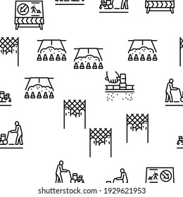 Road Construction Vector Seamless Pattern Thin Line Illustration
