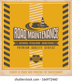 Road construction vintage poster design concept. 