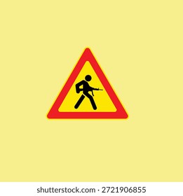 Ilustración de señal de advertencia de construcción de carreteras. Símbolo de precaución triangular para la seguridad de la zona de trabajo, el control del tráfico y las áreas de construcción.