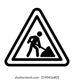 Road Construction Warning Sign Indicating Safety Hazards and Traffic Detours