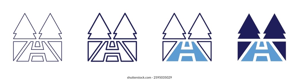 Road control icon in 4 different styles. Thin Line, Line, Bold Line, Duotone. Duotone style. Editable stroke.