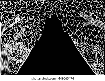 Road in countryside Hand drawn landscape