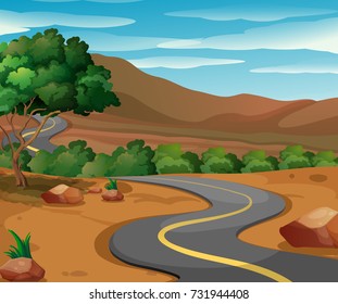 Road in the countryside illustration
