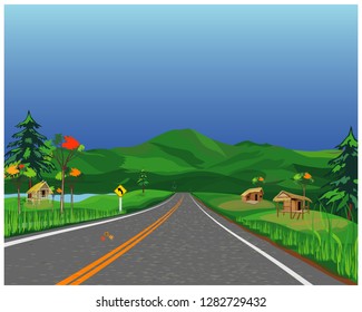 the road at countryside vector design