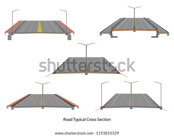 Road Cross Section Highway Asphalt Concrete Stock Vector (Royalty Free ...