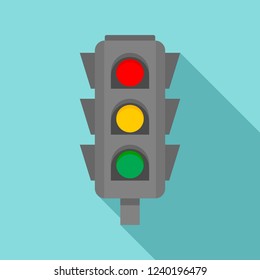 Road cross traffic lights icon. Flat illustration of road cross traffic lights vector icon for web design