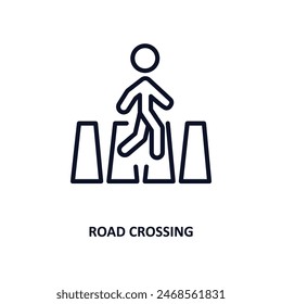 road crossing icon. Thin line road crossing icon from people and relation collection. Outline vector. Editable road crossing symbol can be used web and mobile