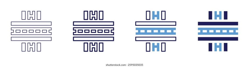 Road crossings icon in 4 different styles. Thin Line, Line, Bold Line, Duotone. Duotone style. Editable stroke.