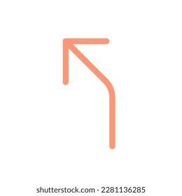 Road curves to left arrow flat color ui icon. Reach destination. Road sign. Driving car. Finding route. Simple filled element for mobile app. Colorful solid pictogram. Vector isolated RGB illustration