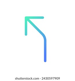 Road curves to left arrow pixel perfect gradient linear ui icon. Reach destination. Road sign. Line color user interface symbol. Modern style pictogram. Vector isolated outline illustration