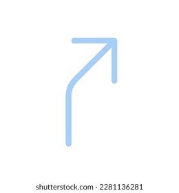 Curvas de carretera a la flecha derecha color plano icono ui. Siguiendo la dirección. Señal de carretera. Conduciendo un coche. Elemento simple relleno para la aplicación móvil. Pictograma sólido colorido. Ilustración RGB aislada por vectores
