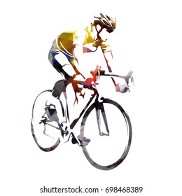 Road Cycling, Abstract Geometric Cyclist Vector Silhouette