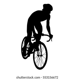 Road Cycling, Cyclist Vector Silhouette