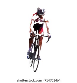 Road cycling logo. Geometric illustration of cyclist, front view