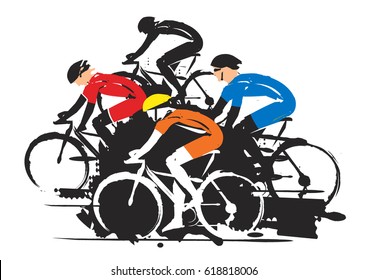 
Road Cycling Race.
Expressive stylized drawing of road cyclists, imitating drawing ink and brush. Vector available.