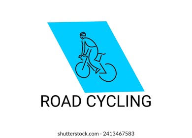 Road Cycling sport vector line icon. sportman with Road Cycling's bike. sign. sport pictogram illustration
