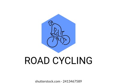 Road Cycling sport vector line icon. sportman with Road Cycling's bike. sign. sport pictogram illustration
