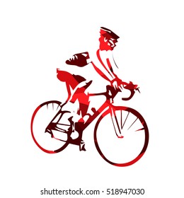 Road cyclist, abstract red vector silhouette