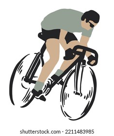 Vista lateral del ciclismo de carretera - ilustración vectorial