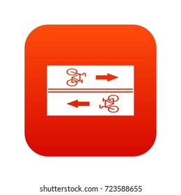 Road for cyclists icon digital red for any design isolated on white vector illustration