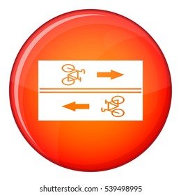 Road for cyclists icon in red circle isolated on white background vector illustration
