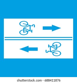 Road for cyclists icon white isolated on blue background vector illustration