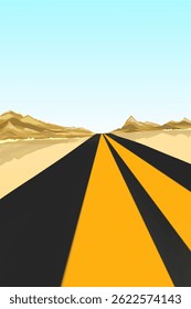 estrada no deserto com fundo de céu azul