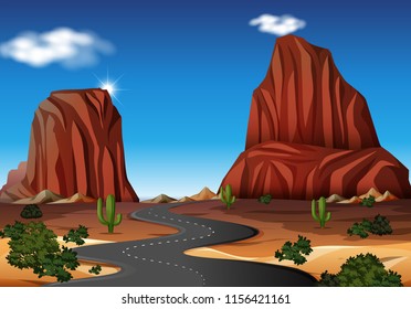 Eine Straße in der Wüstengrafik